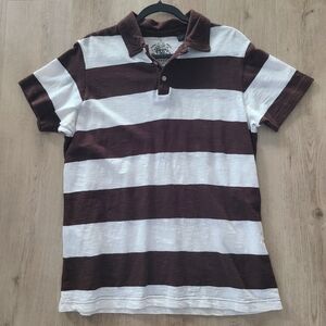 Polo Shirt - Brown and White Stripes.  Medium